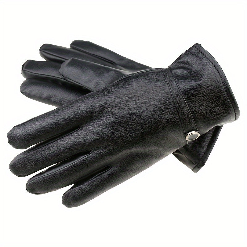 Winter Thickened Riding Gloves Warm Touch Screen Leather Gloves