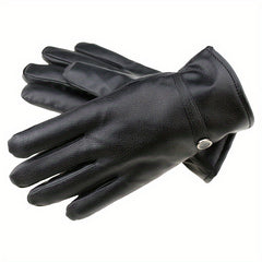 Winter Thickened Riding Gloves Warm Touch Screen Leather Gloves