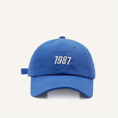 Embroidered Baseball Cap 1987 Sunshade Soft Top Peaked Hat