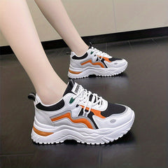 Women's Mesh Platform Sneakers Lace Up Outdoor Shoes