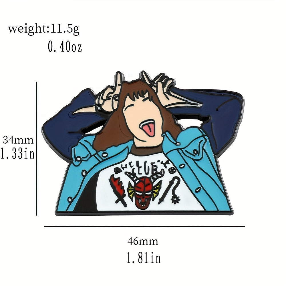 Hip Hop Enamel Brooch Cartoon Character Lapel Pin For Girls