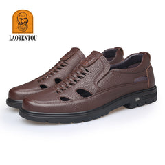 LAORENTOU Men Leather Loafer Shoes Slip On Lightweight Non Slip