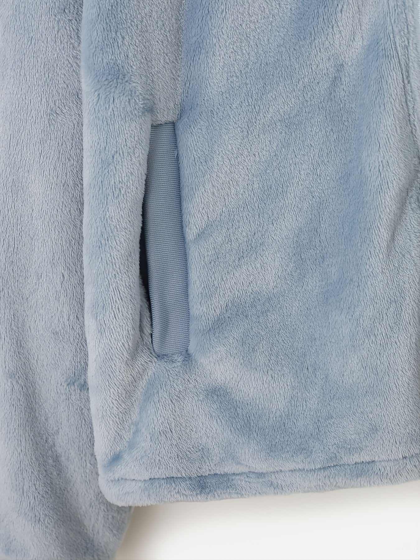 Warm Teddy Jacket Pockets High Neck Casual Outerwear For Winter & Fall