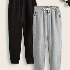 2 Boys Drawstring Active Sweatpants Solid Jogger Sports Pants