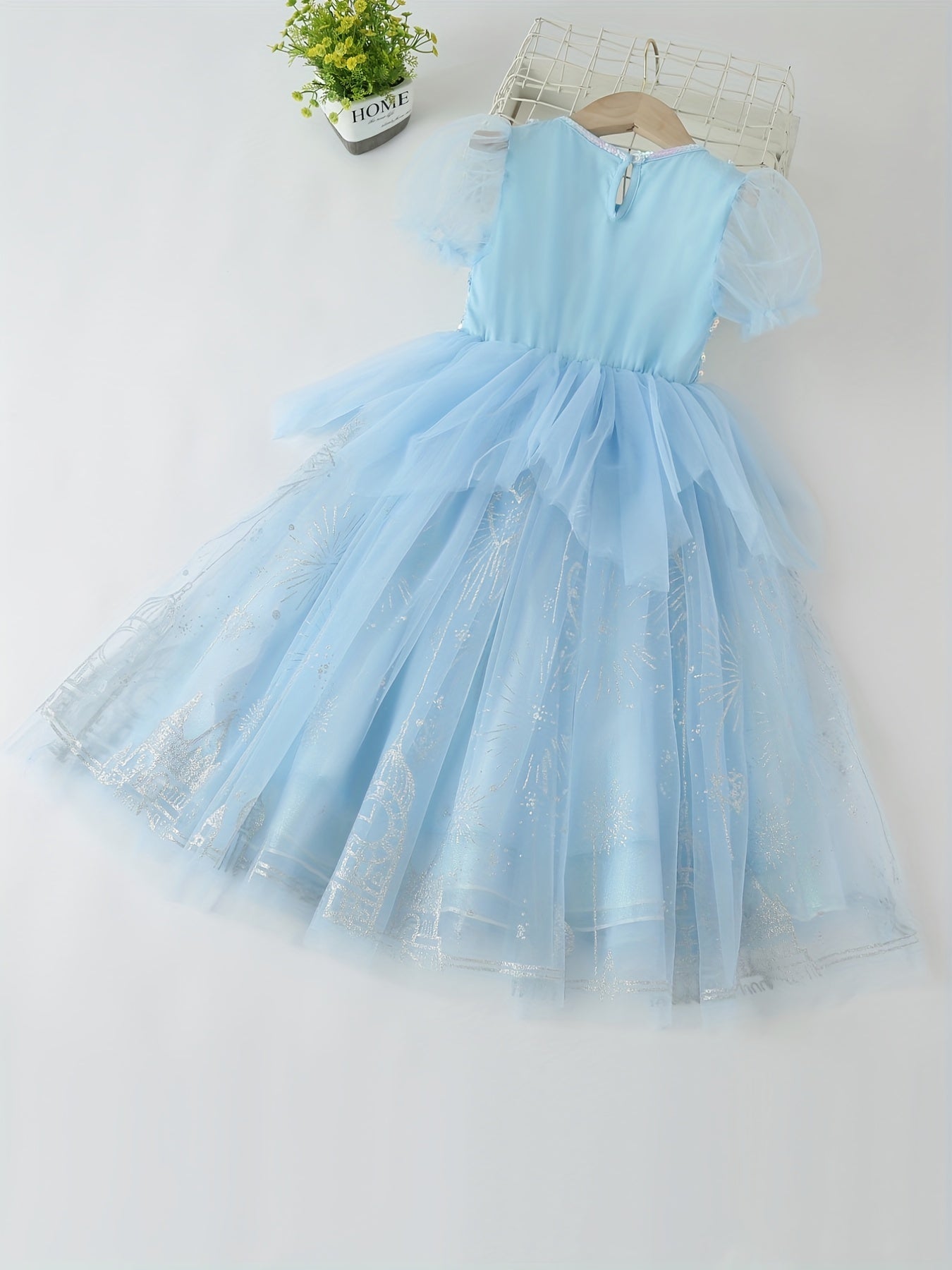 Girl's Princess Dress Tulle Sequin Snowflake Print Dress Halloween Holiday Party
