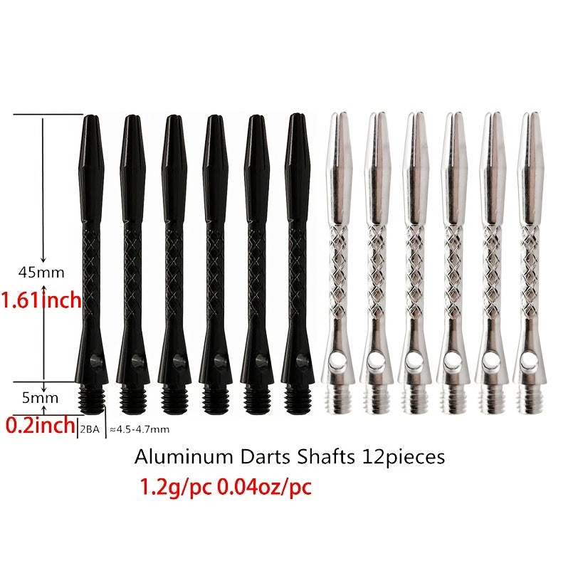 12-Pack Aluminum Dart Shaft w/ Mesh Stripe Lightweight & Durable