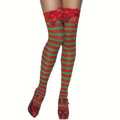 Striped Thigh High Socks Lace Over The Knee Women's Stockings