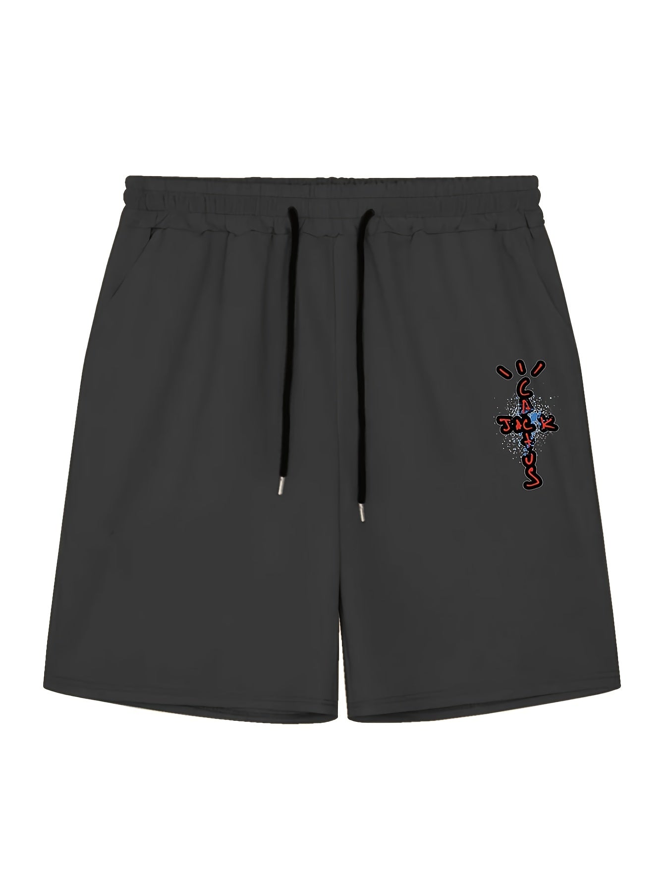 Men's Cross Print Casual Shorts Elastic Waist Gym Pants
