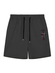 Men's Cross Print Casual Shorts Elastic Waist Gym Pants