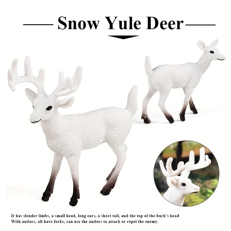 Christmas Snow Tail Deer Wild Forest Jungle Animal Model Set