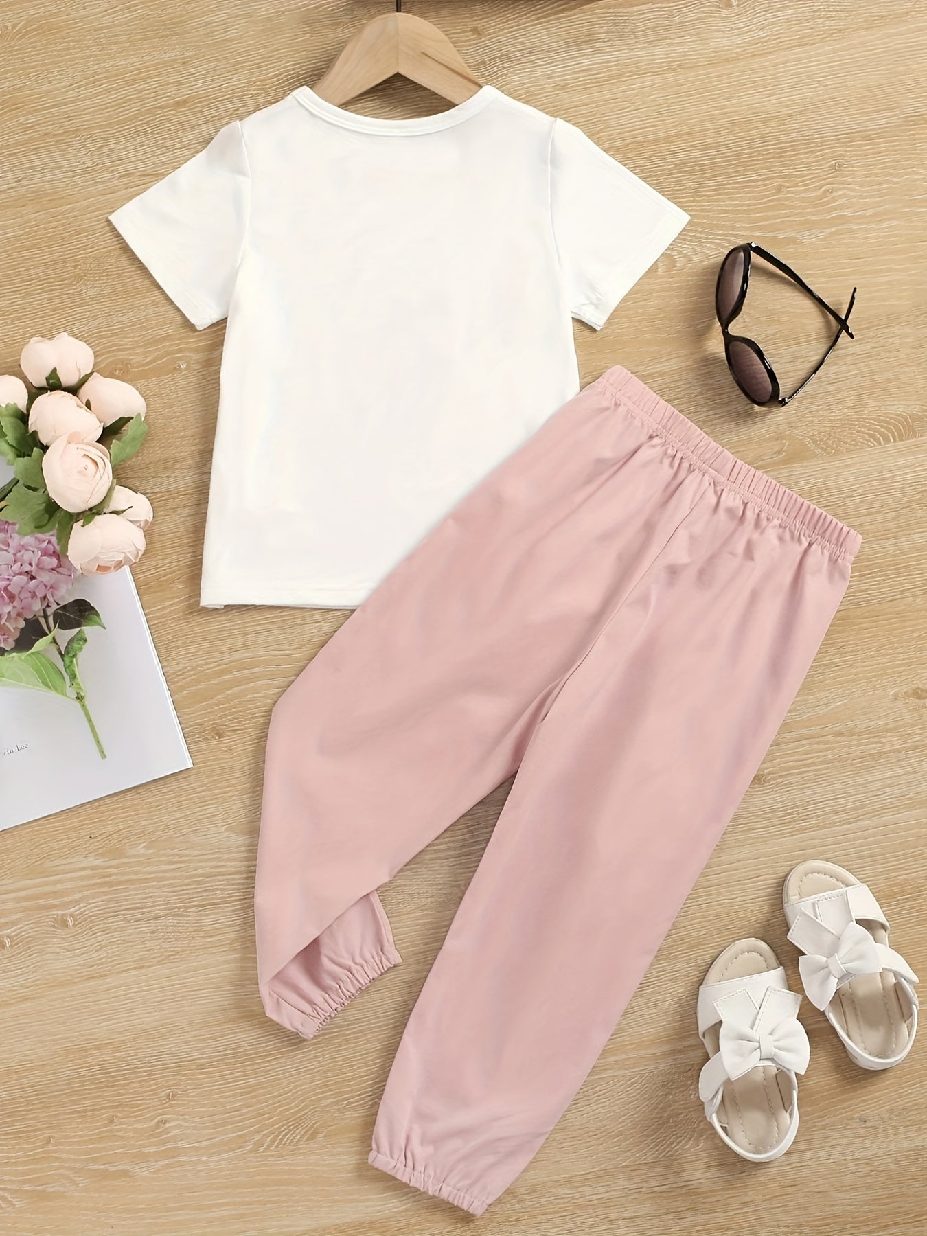Toddler Girl's Sunglasses Graphic T-shirt & Casual Pants