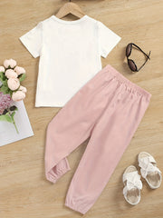 Toddler Girl's Sunglasses Graphic T-shirt & Casual Pants