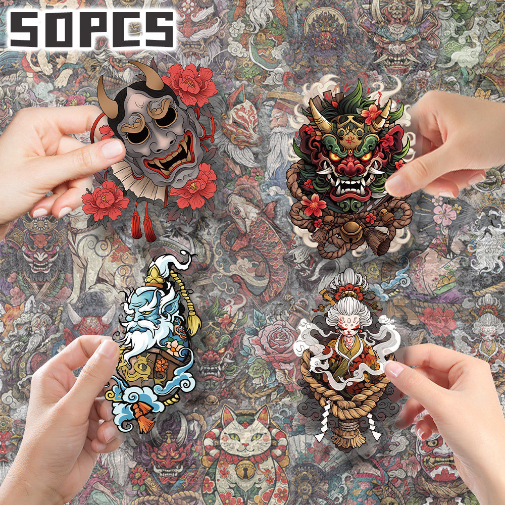 50pcs Japanese Style Themed Stickers for Skateboards Luggage Bike