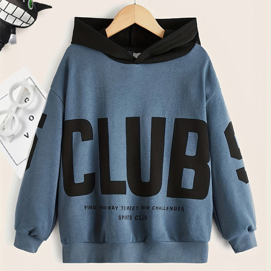 Kid's Hoodie CLUB Print Hooded Long Sleeve Top for Spring Fall