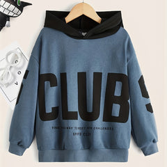 Kid's Hoodie CLUB Print Hooded Long Sleeve Top for Spring Fall
