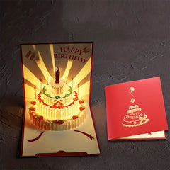 3D Stereo Happy Birthday Greeting Card Light Music