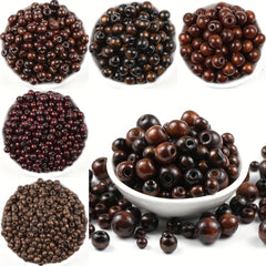20mm Brown Wood Beads Large Hole Glossy Loose Beads DIY Jewelry Making