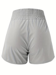 Solid Elastic Waist Shorts Casual Shorts For Spring & Summer Women's Clothing
