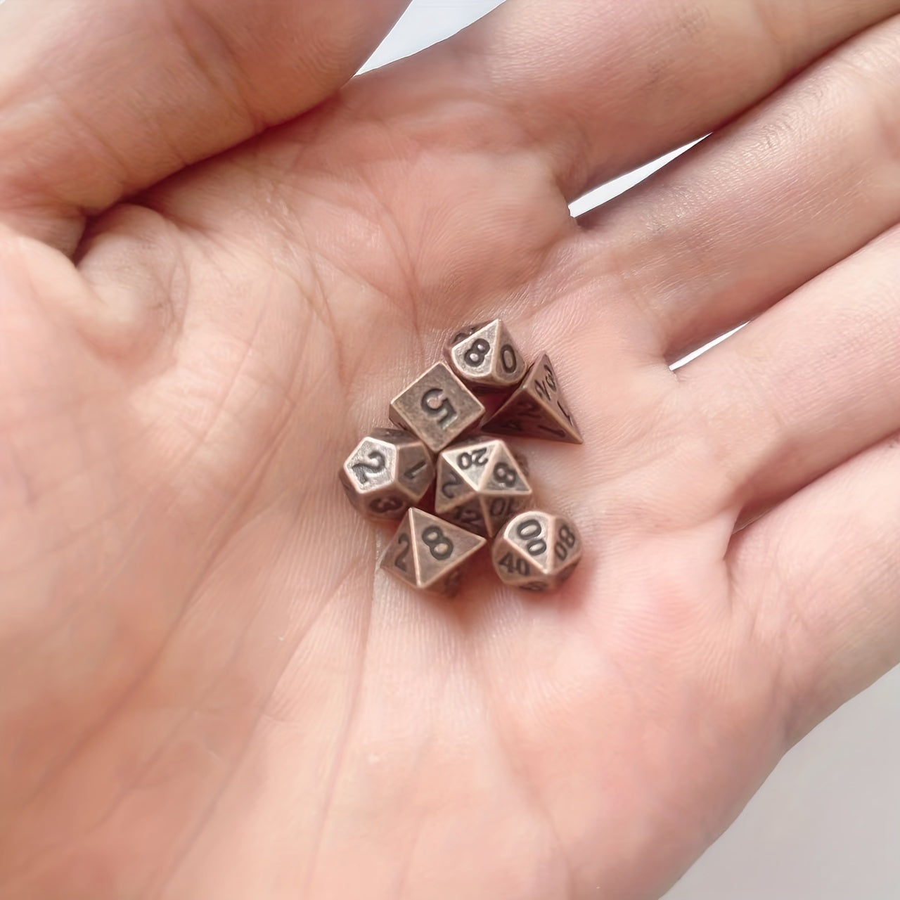 7-Piece Retro Mini Metal Dice Set for Halloween Gaming