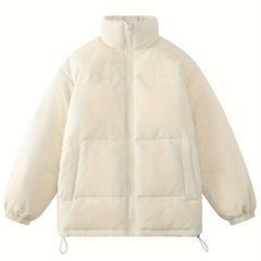 Women's Casual Puffer Jacket Warm Stand Collar Zip Sports Jacket