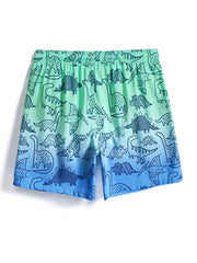 Gradient Dinosaur Men's Quick Dry Board Shorts with Pockets
