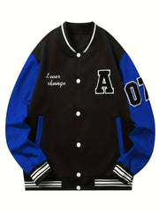 Chenille Embroidery Varsity Jacket Men's Casual Baseball Windbreaker Coat