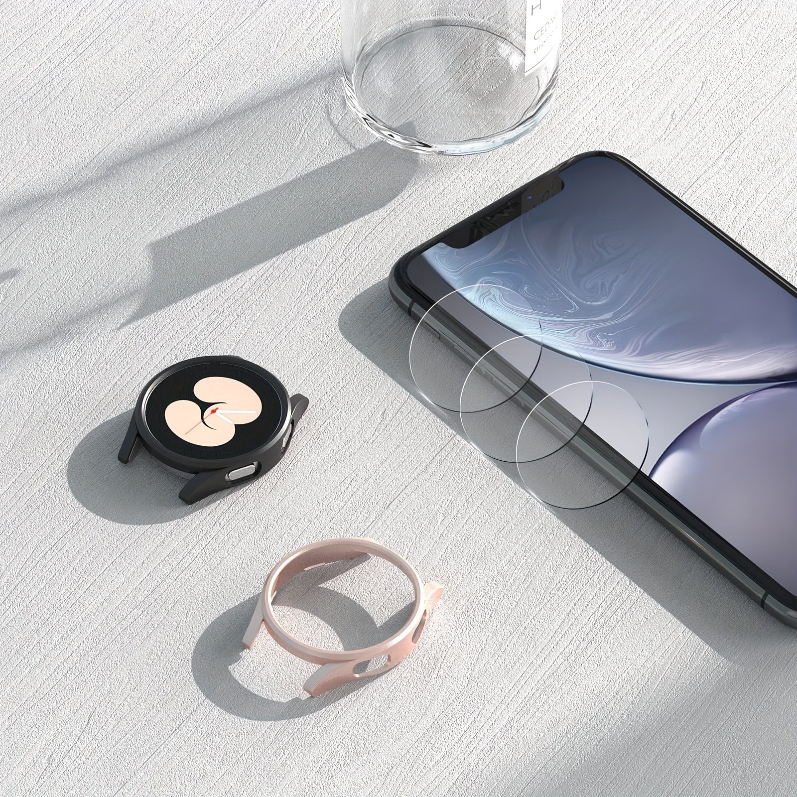 Galaxy Watch 6 Glass Case 40mm 44mm PC Frame Bumper Cover
