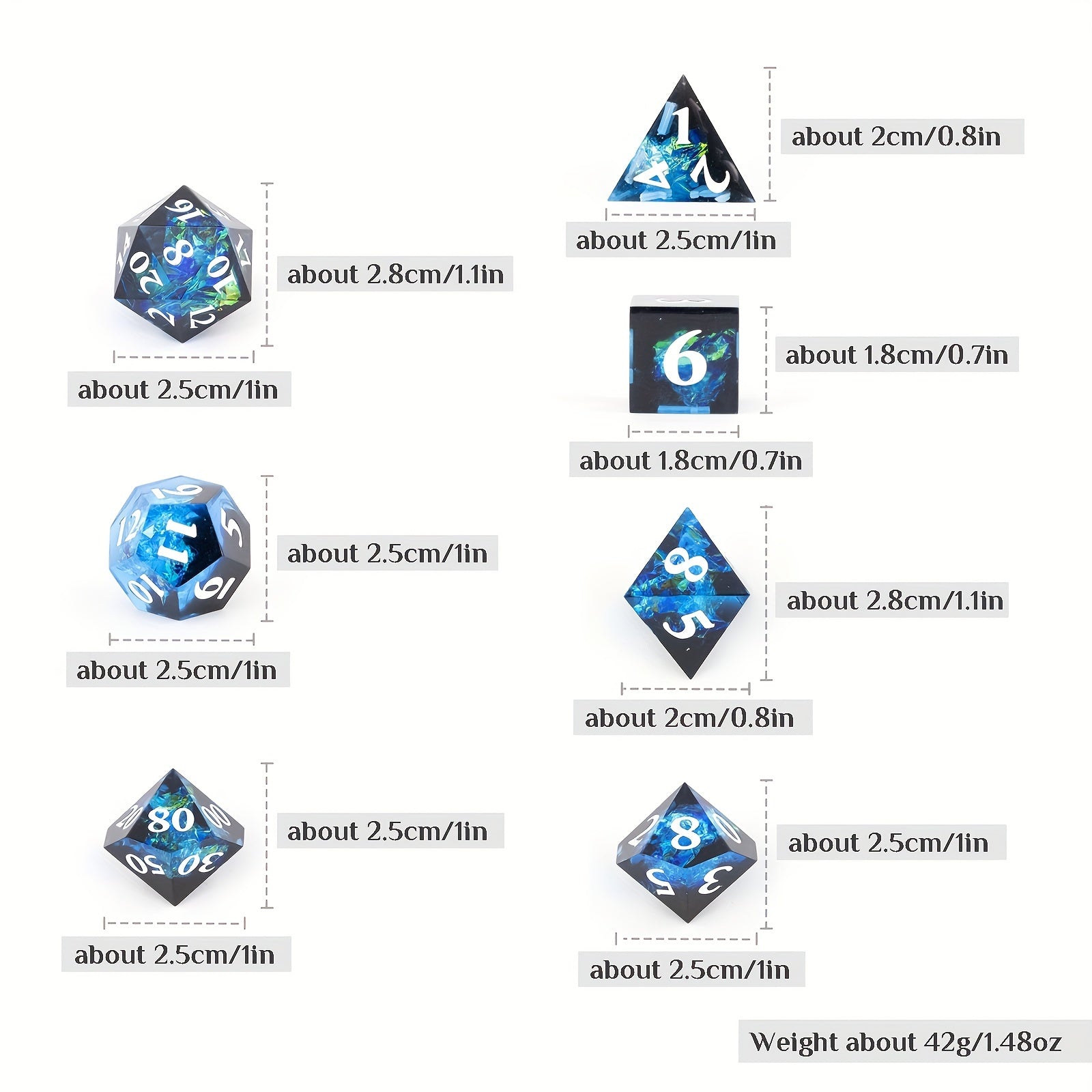 7pcs Resin Polyhedral Dice Set For RPGs & Board Games