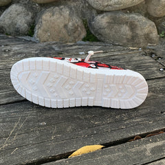 Heart Print Canvas Shoes for Women Slip on Walking Flats