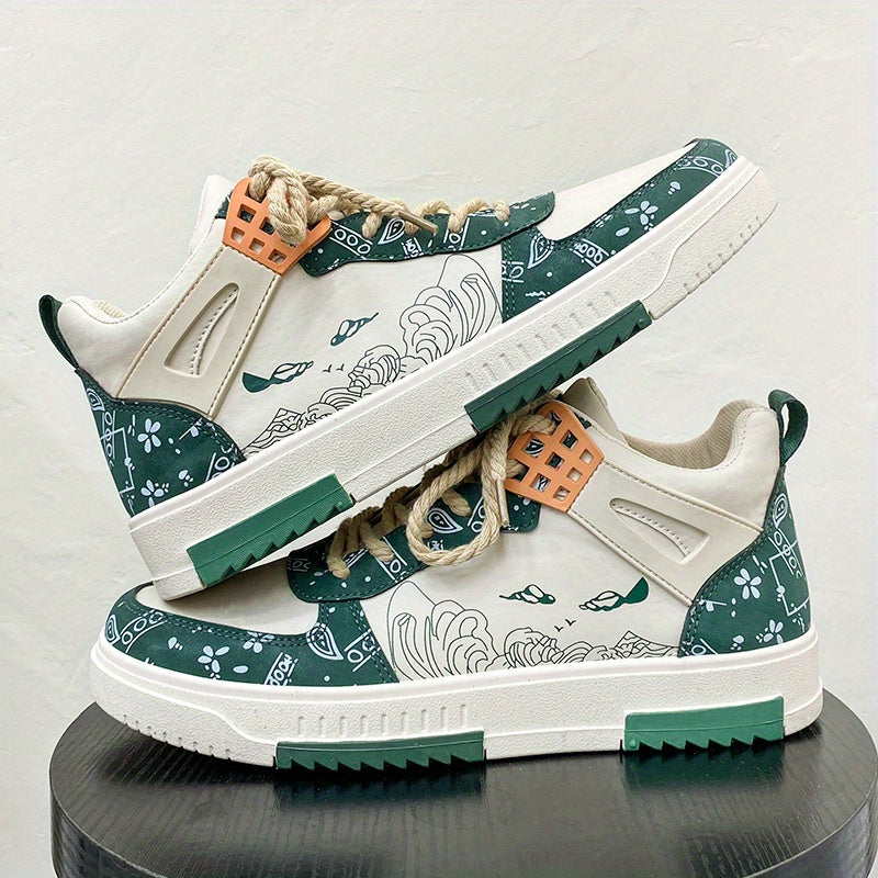 Men's Graffiti Print Walking Skate Shoes - Spring/Summer