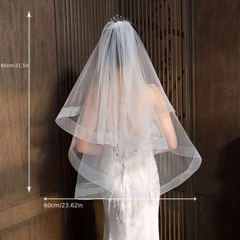Double Layer Thin Head Veil With Comb Bridal Wedding Accessories