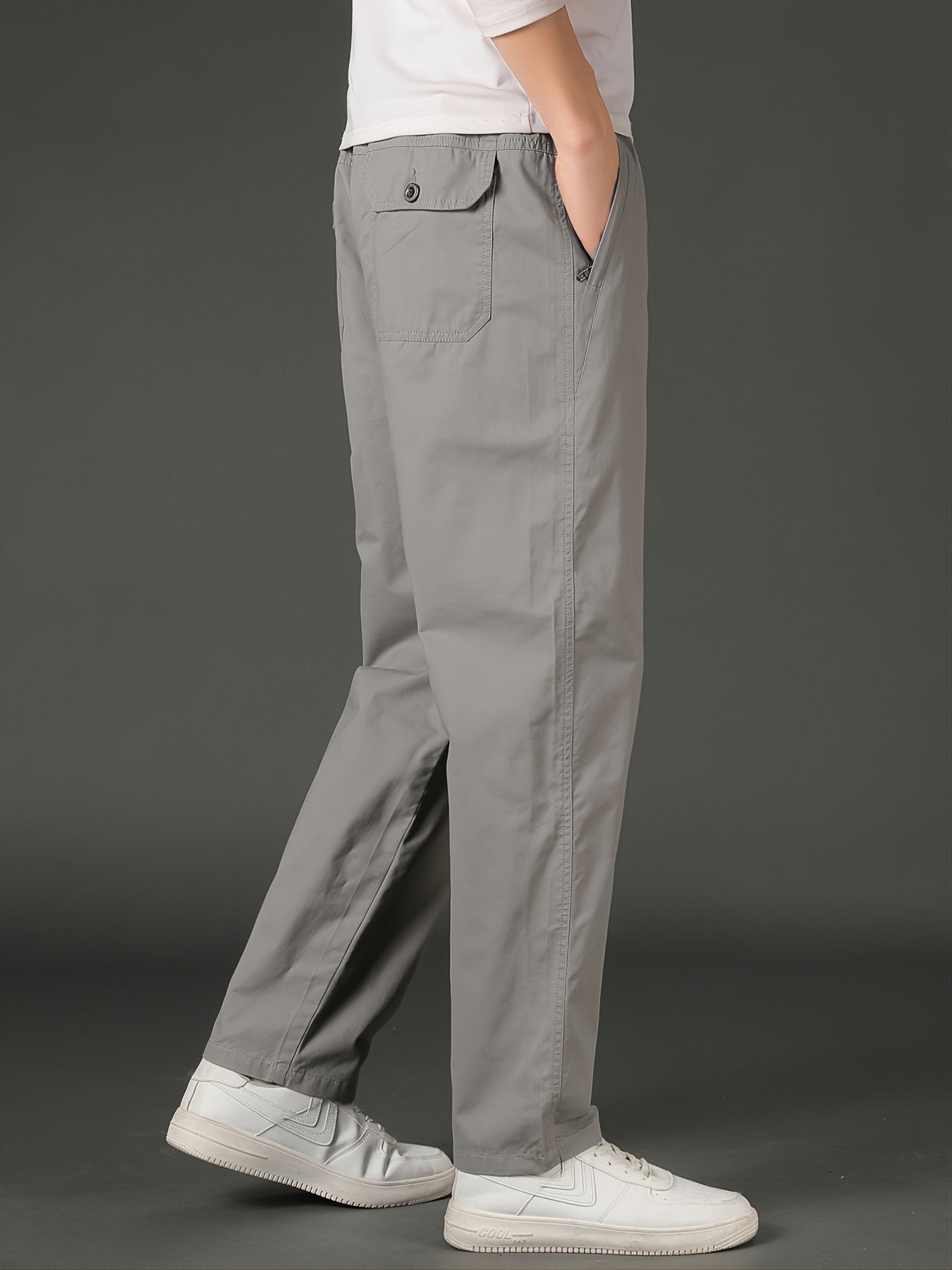 Men's Solid Slim Straight Casual Pants