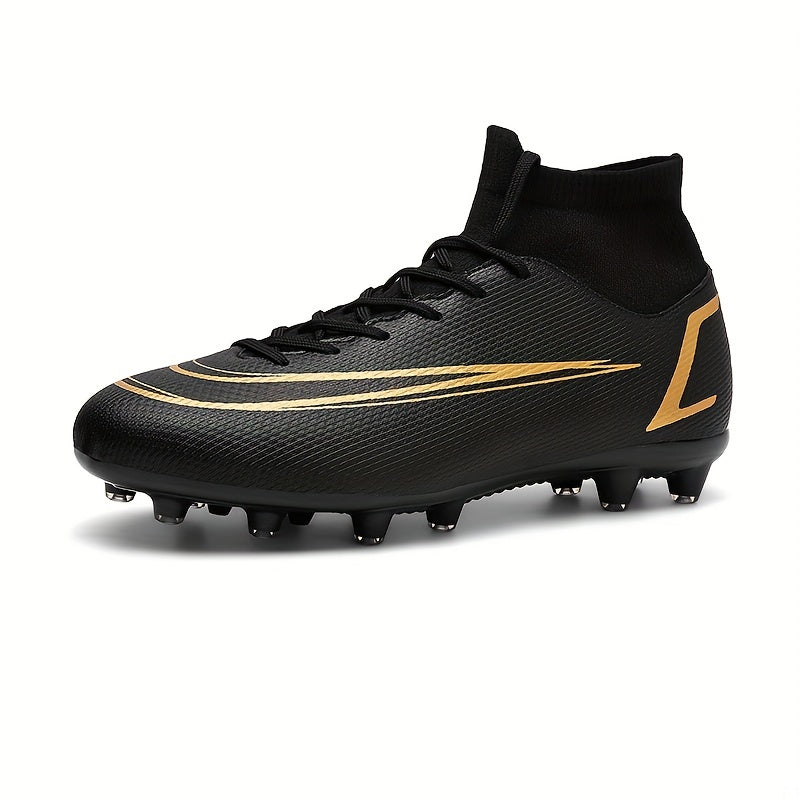 Men's Striped Lace-up Spike Soccer Cleats - Outdoor Rubber Sole