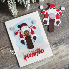 Christmas Santa Claus Motorcycle Metal Cutting Dies for Card Making