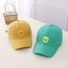Kids Summer Peaked Cap Smiley Embroidery