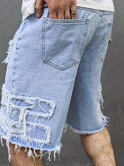 Men's Distressed Denim Shorts Casual Street Style Summer Wear