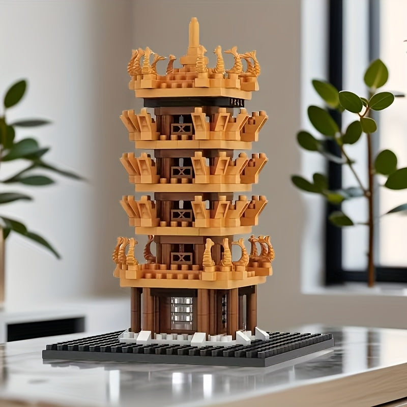 Creative Yellow Crane Tower Building Blocks Set