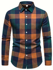 Plaid Print Men's Casual Long Sleeve Shirt