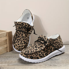 Leopard Print Boat Shoes Lightweight Slip-on Casual Flats