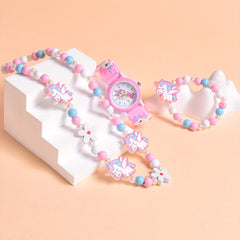 3pcs 3D Cartoon Horse Silicone Strap Girls' Watch Creative Quartz Wristwatch