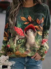 Animal Print Crew Neck Sweatshirt Women's Casual Long Sleeve Top
