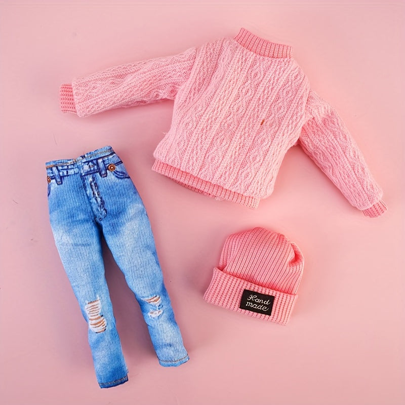 Multicolored Outfit Sweater Jeans Hat for 29 97 cm Doll