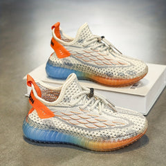 Boys Breathable Woven Sneakers Lightweight Non Slip Lace Up Shoes