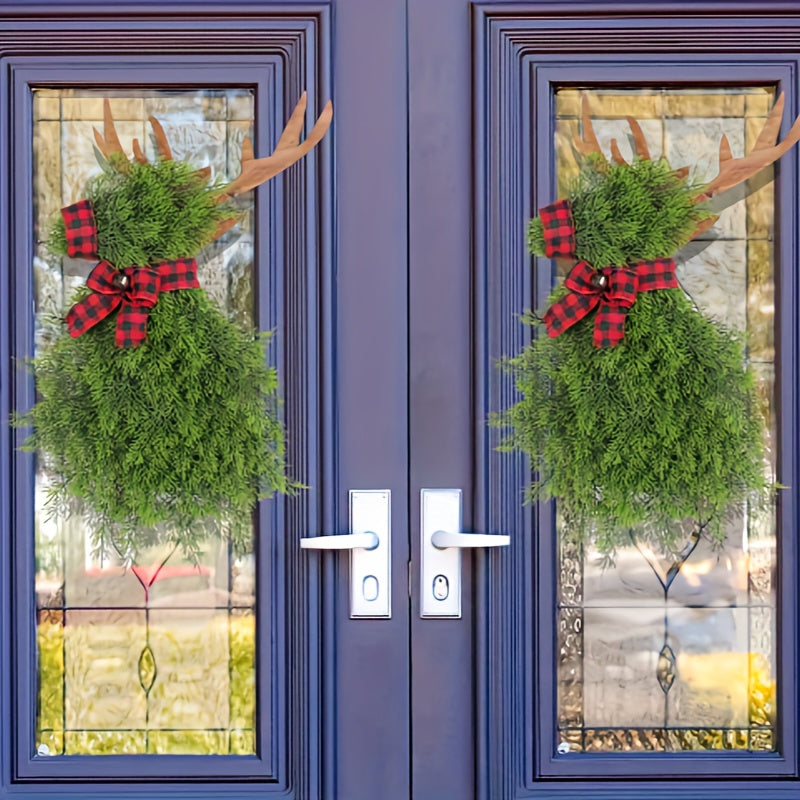 Pine Needle Elk Door Hanging Christmas Wreath Outdoor Decor
