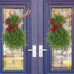 Pine Needle Elk Door Hanging Christmas Wreath Outdoor Decor