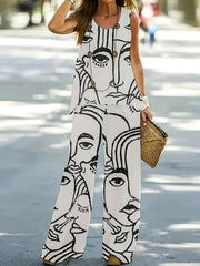 Floral Print Two Piece Set Tank Top & Wide Leg Pants Outfit