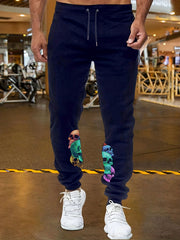 Colorful Skulls Print Warm Sweatpants Drawstring Jogger Pants