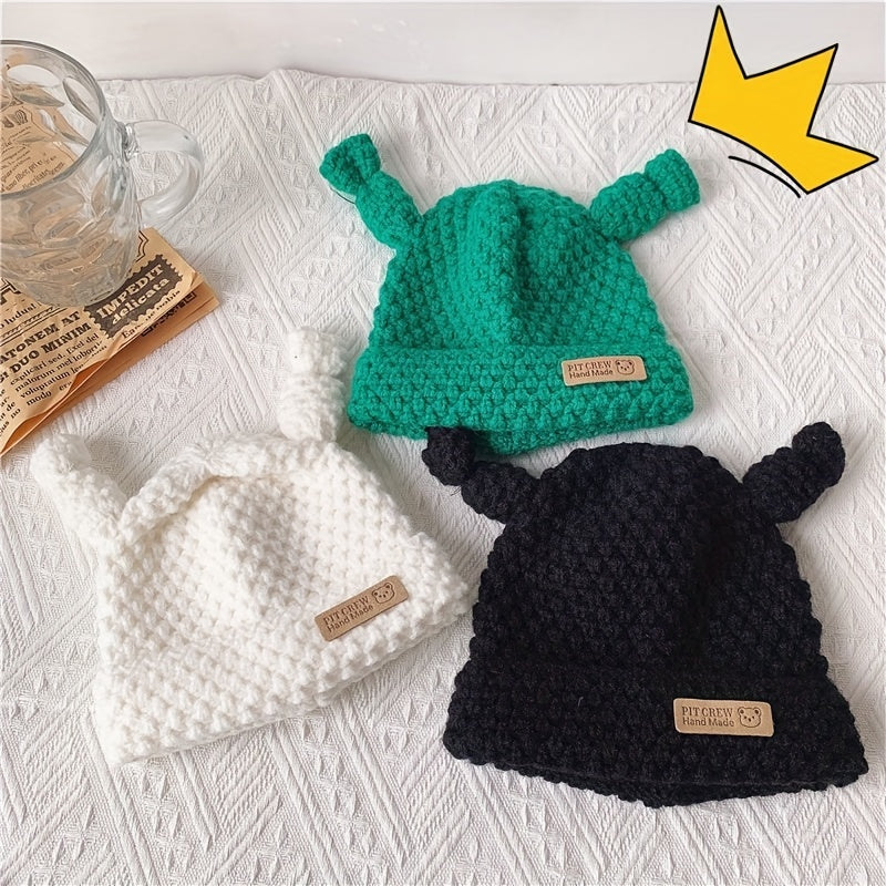 Cartoon Style Eye Knitting Baby Hat Warm Woolen Hat