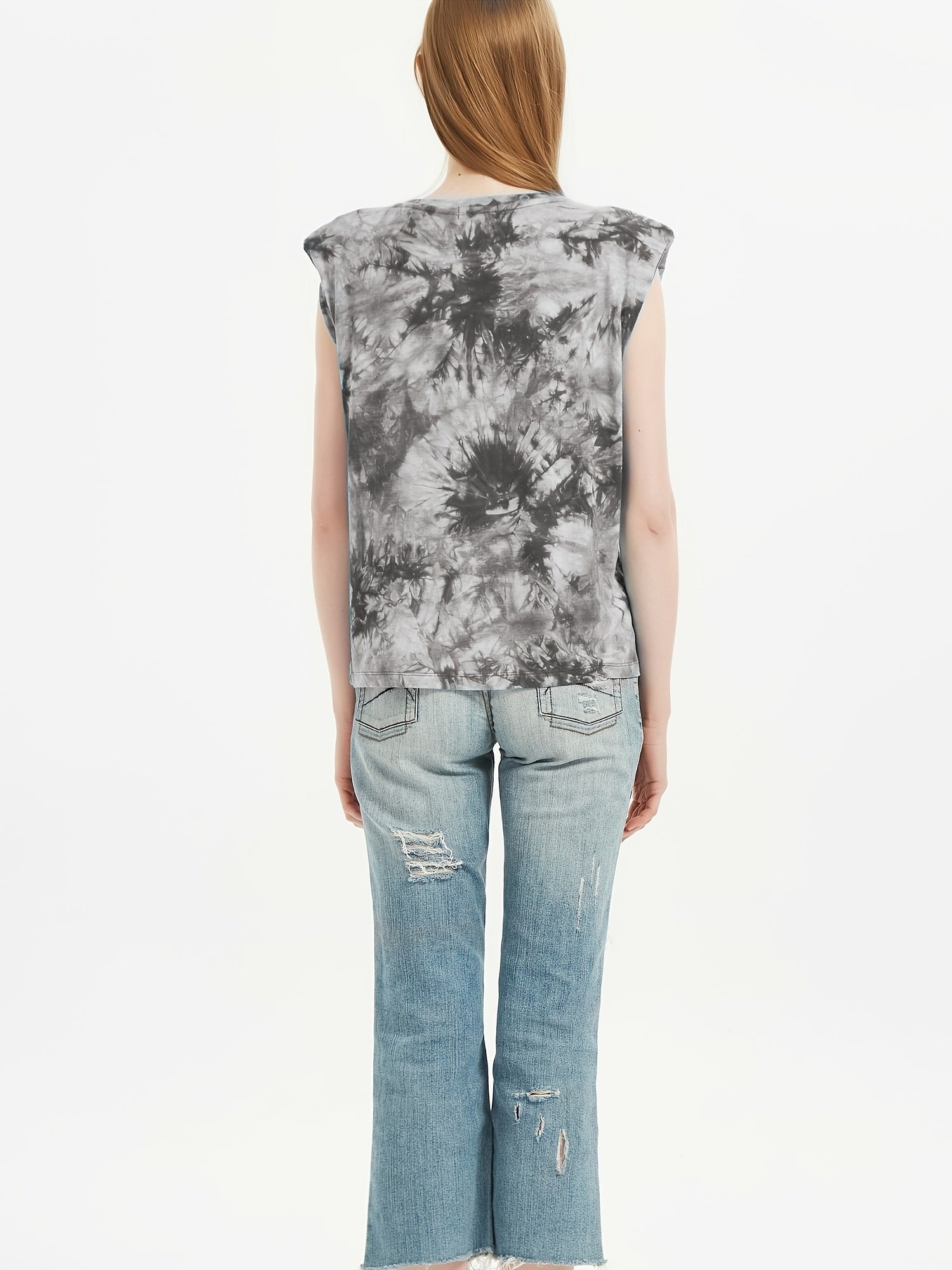 Tie Dye Crew Neck Sleeveless Top Summer Tank Top Women's Clothing