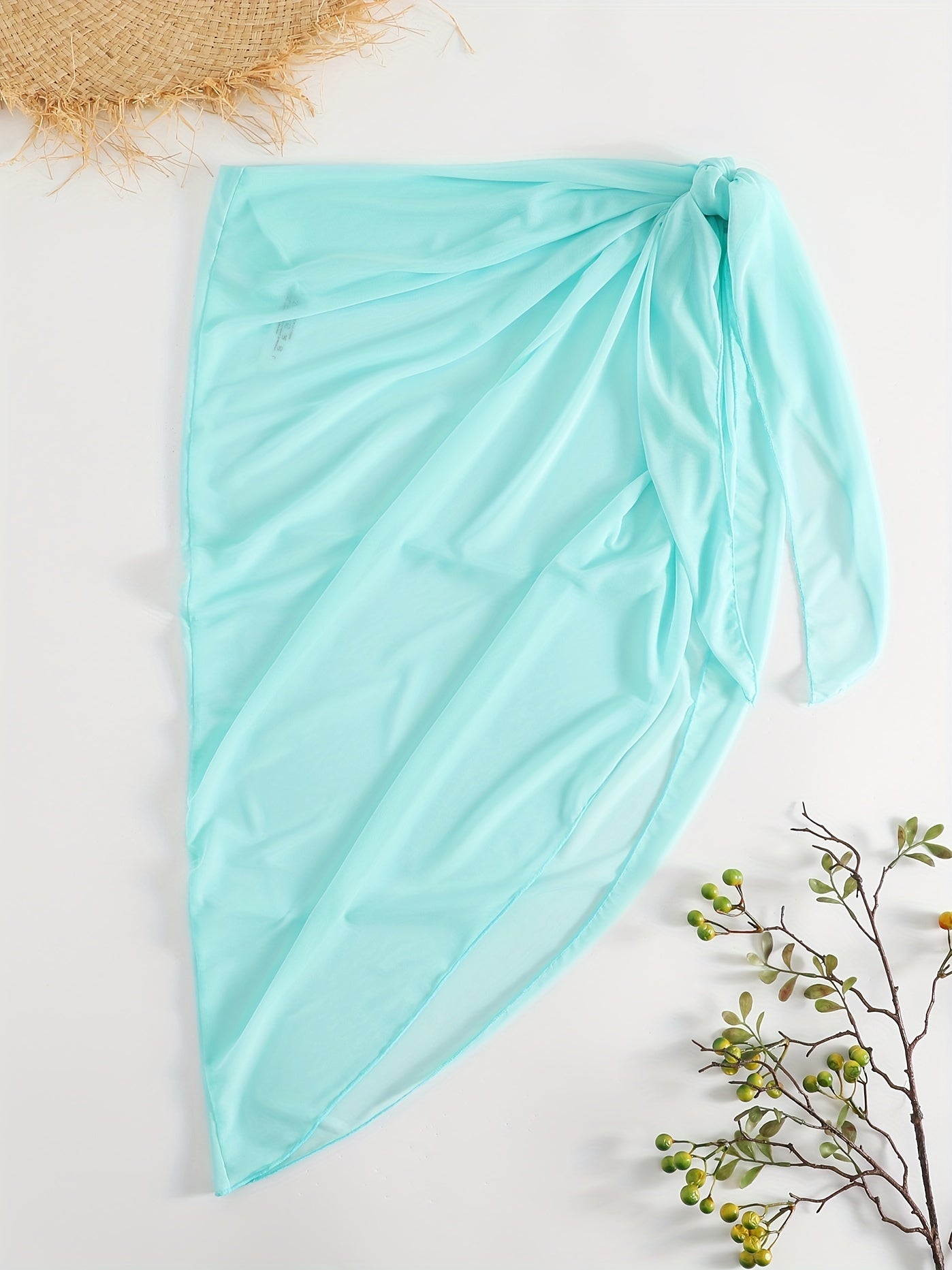 Tie Side Wrap Beach Skirt Solid Asymmetric Sexy Bikini Cover Up